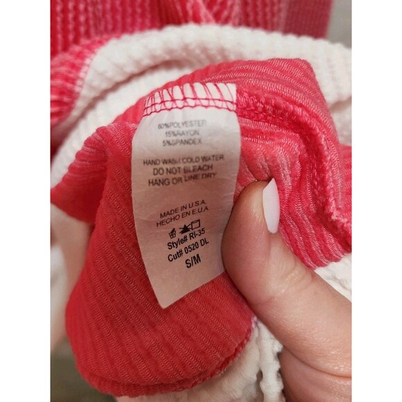 MAGIC FIT WOMEN S/M PINK WHITE SWEATER RIBBED KNIT OVERSIZED RELAXED COMFY LOOSE - Picture 10 of 13